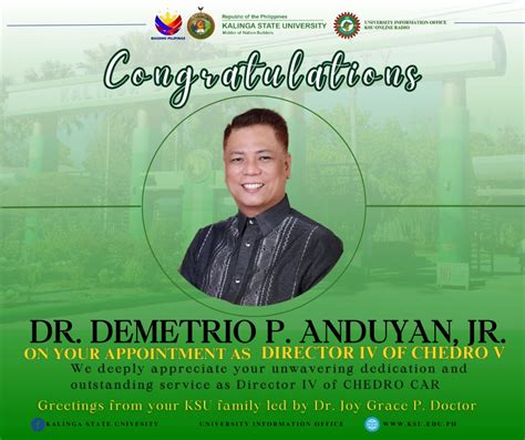 Dr. Demetrio P. Anduyan Jr. is the New Director IV of .